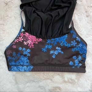 Lululemon Black and Blue/Pink Floral Workout Tank Size 4